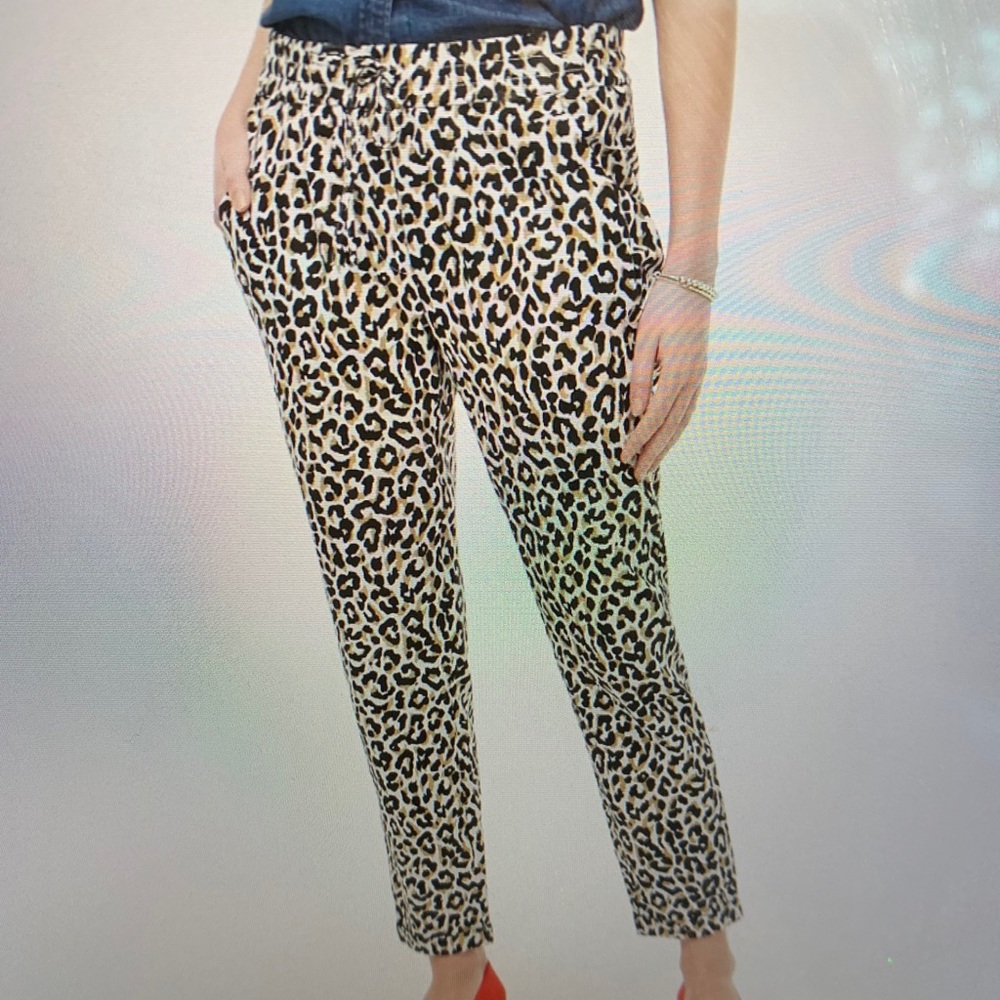 NWT J. Crew leopard print linen cotton pants